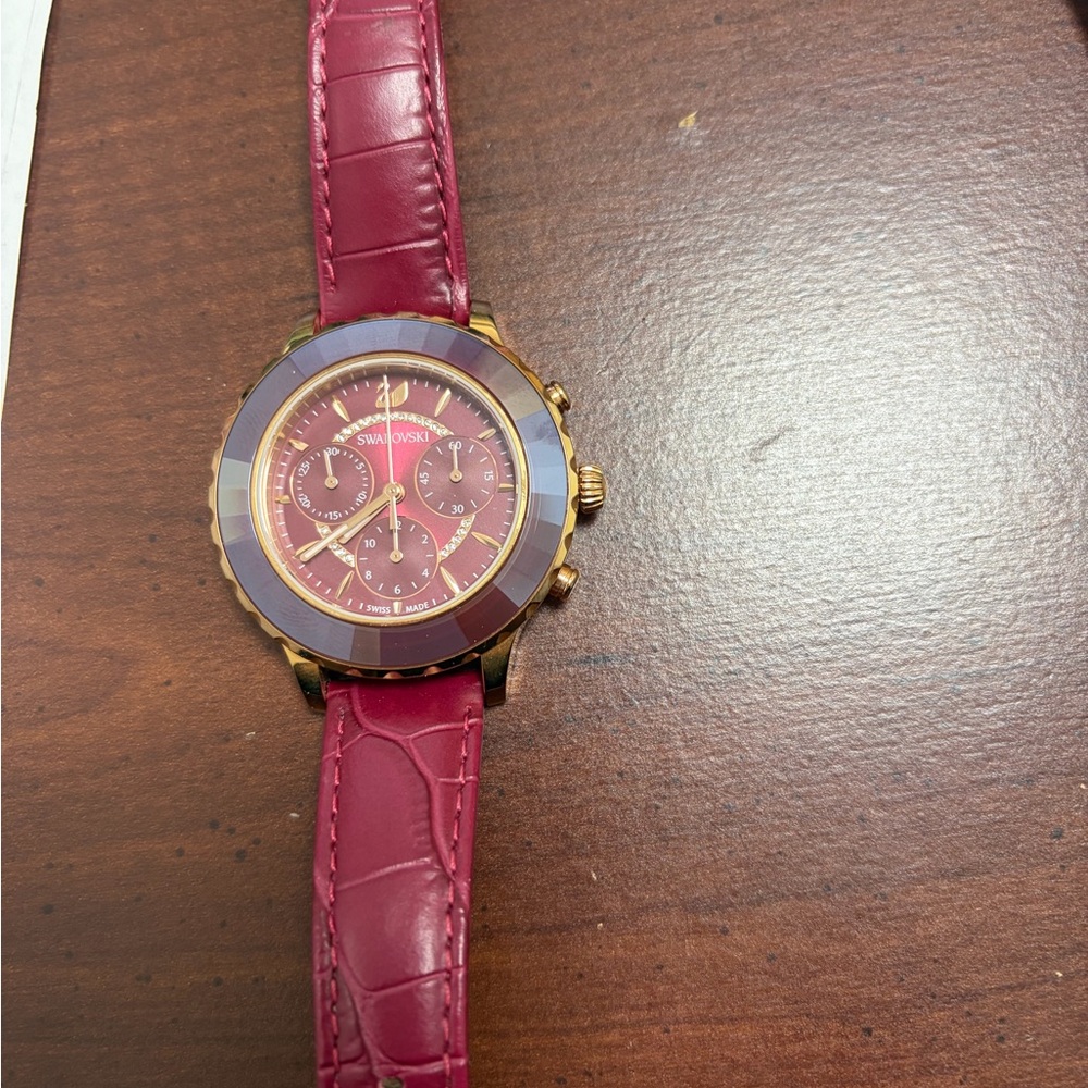 Swarovski Gold Buckle with Deep Pink Strap